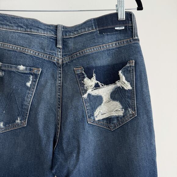 Mother Jeans Womens 29 The Tripper Dark Wash Distressed Your Treat Or Mine - Picture 6 of 13